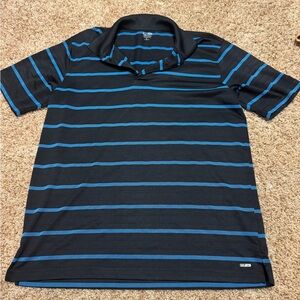 Men's Champion Golf Black and Blue Striped Polo Shirt